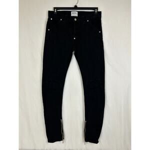 Mackeen Jeans Men's 32 Black Stretch Distressed Mid-Rise Ankle Streetwear Goth E